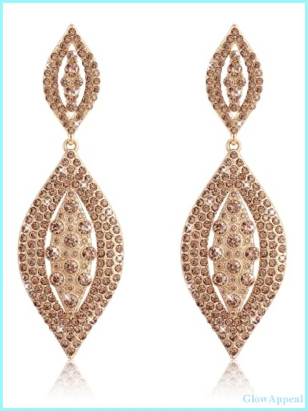 Clip On Earrings for Women Non Pierced Glitter Rhinestone Crystal Long Dangle